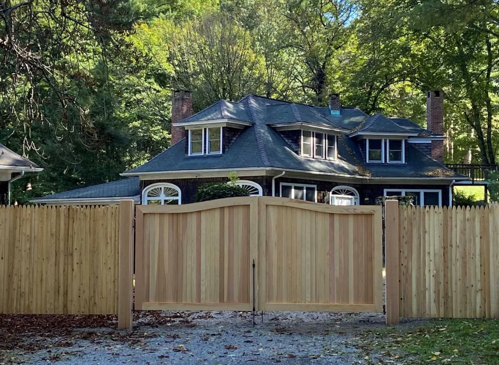 Custom cedar gate concealed stainless steel frame