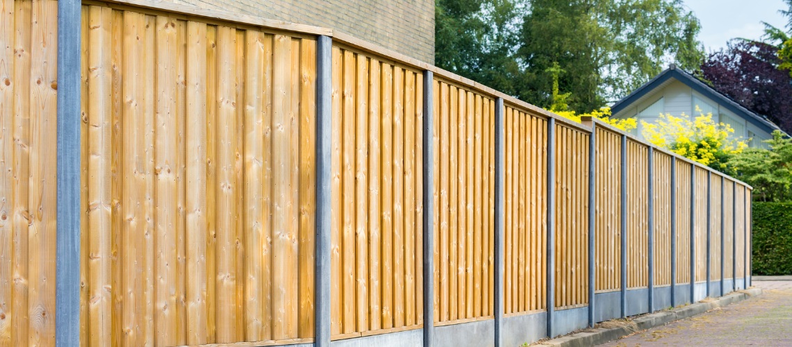 modern vertical wooden fence