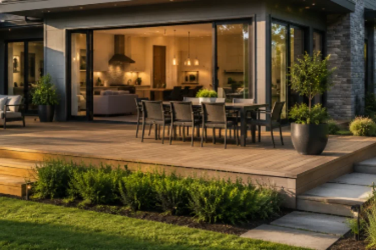 modern house with deck