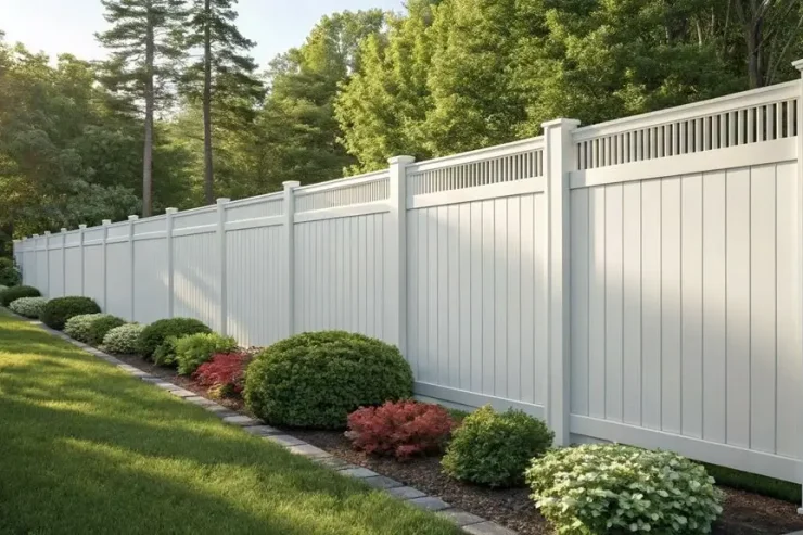 White vinyl fence