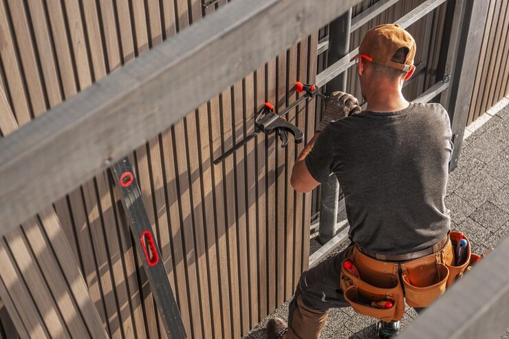 Gate Installation in Danbury worker installing gate